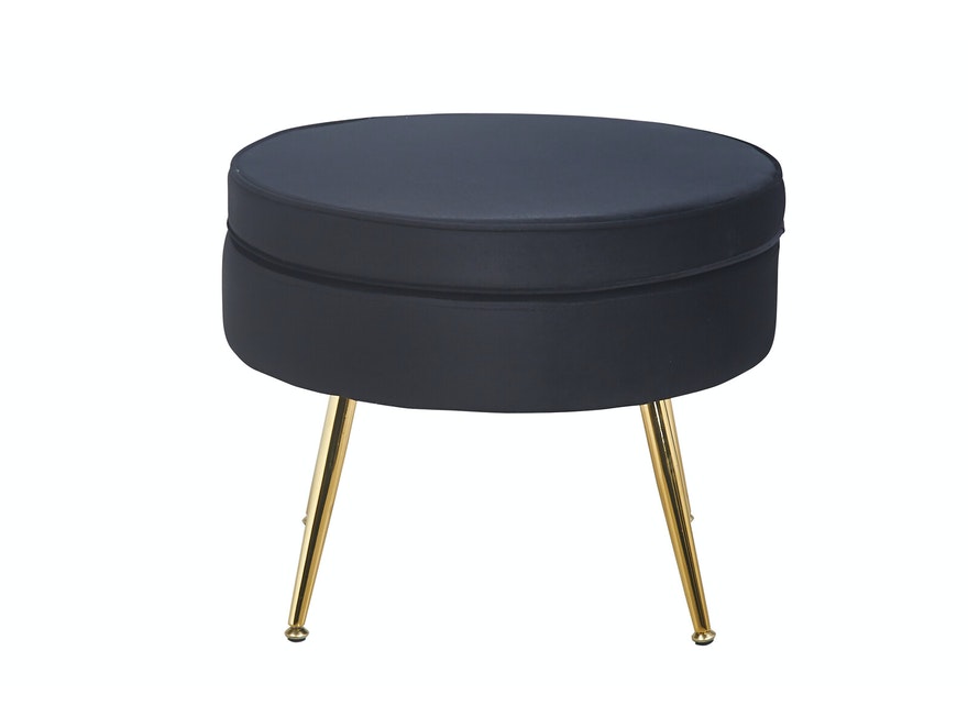 SalesFever® Sitzpouf Schwarz rund aus Samt, Beine Chrom goldfarben Arielle 395363 - 2