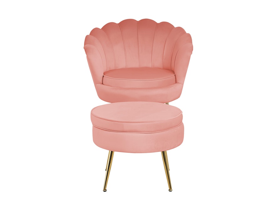 SalesFever® Sitzpouf Rose rund aus Samt, Beine Chrom goldfarben Arielle 395356 - 5