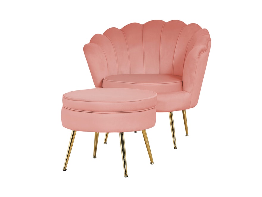 SalesFever® Sitzpouf Rose rund aus Samt, Beine Chrom goldfarben Arielle 395356 - 4