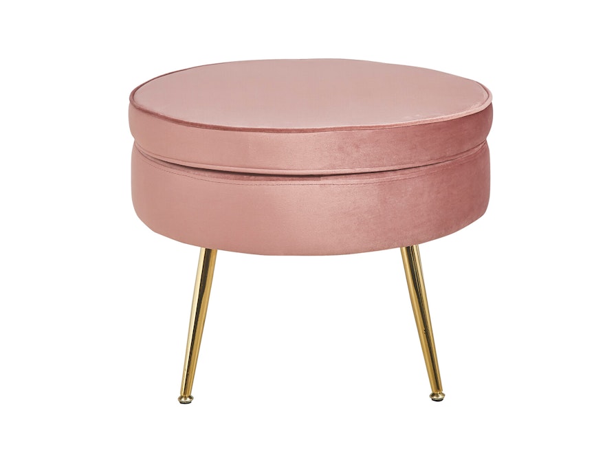 SalesFever® Sitzpouf Rose rund aus Samt, Beine Chrom goldfarben Arielle 395356 - 2