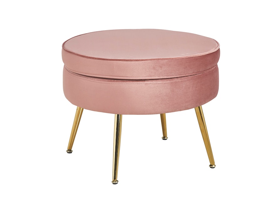 SalesFever® Sitzpouf Rose rund aus Samt, Beine Chrom goldfarben Arielle 395356 - 1
