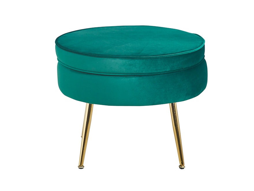 SalesFever® Sitzpouf Grün rund aus Samt, Beine Chrom goldfarben Arielle 395349 - 2