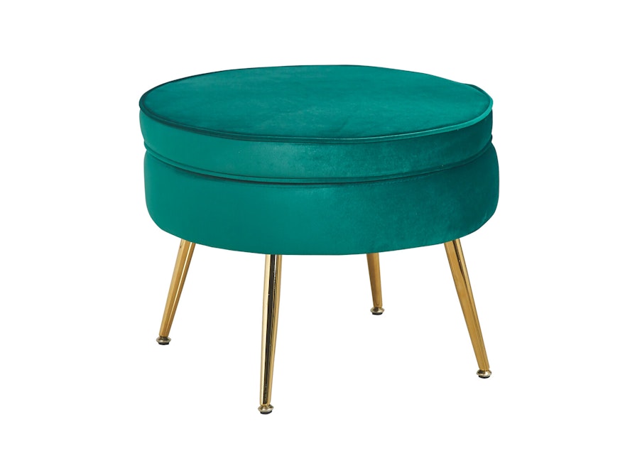 SalesFever® Sitzpouf Grün rund aus Samt, Beine Chrom goldfarben Arielle 395349 - 1