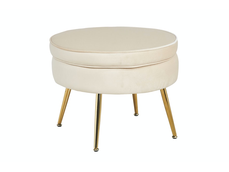 SalesFever® Sitzpouf Beige rund aus Samt, Beine Chrom goldfarben Arielle 395332 - 1