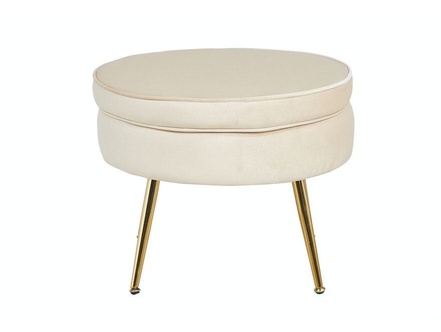 SalesFever® Sitzpouf Beige rund aus Samt, Beine Chrom goldfarben Arielle 395332 - 2