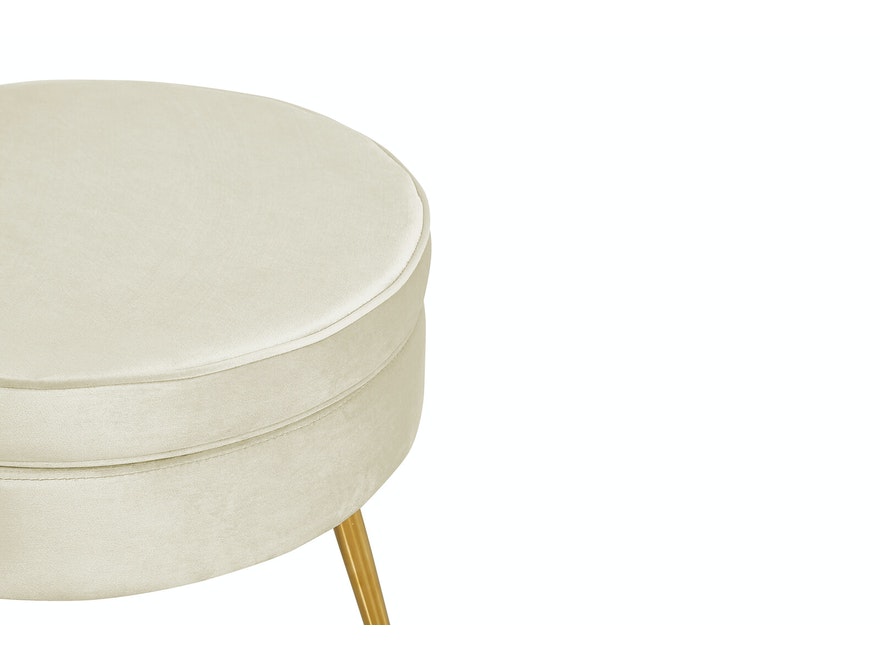 SalesFever® Sitzpouf Beige rund aus Samt, Beine Chrom goldfarben Arielle 395332 - 3