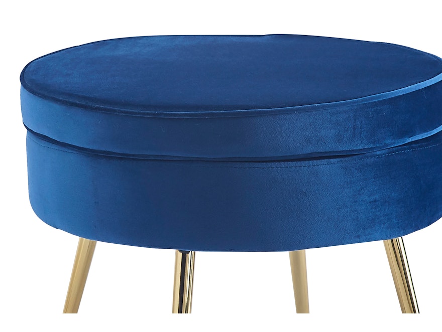 SalesFever® Sitzpouf Dunkelblau rund aus Samt, Beine Chrom goldfarben Arielle 371824 - 2