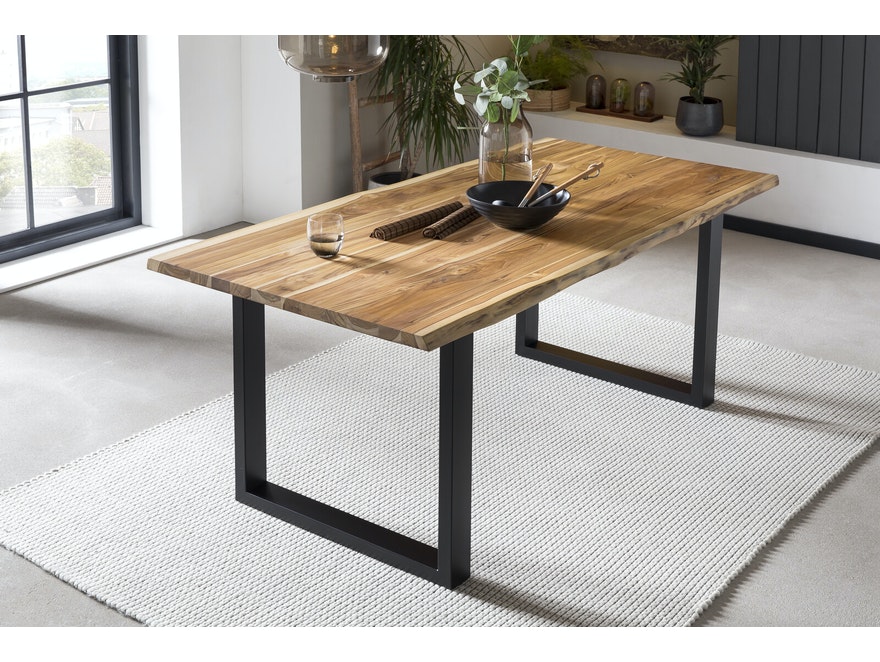 SalesFever® Esstisch 200 x 100 cm mit Baumkante aus Teakholz Natur Remo 394960 - 9
