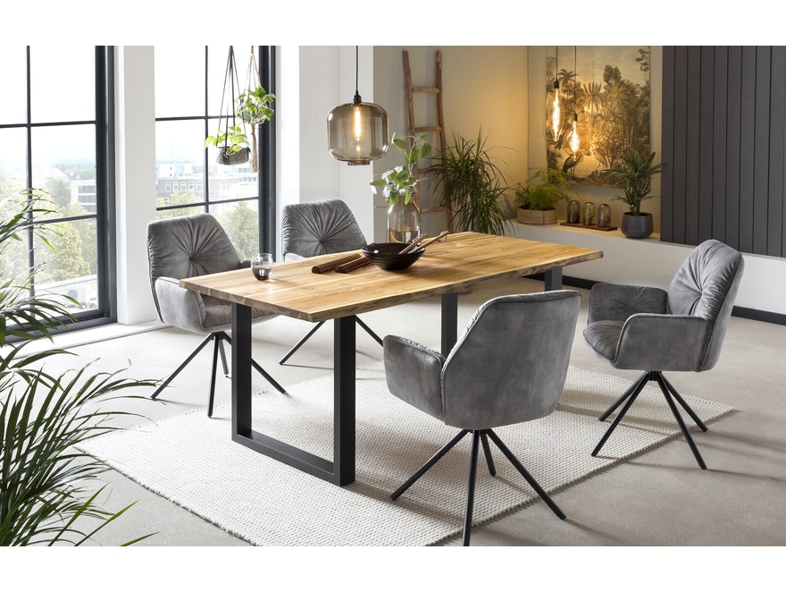 SalesFever® Esstisch 220 x 100 cm mit Baumkante aus Teakholz Natur Remo 394977 - 10