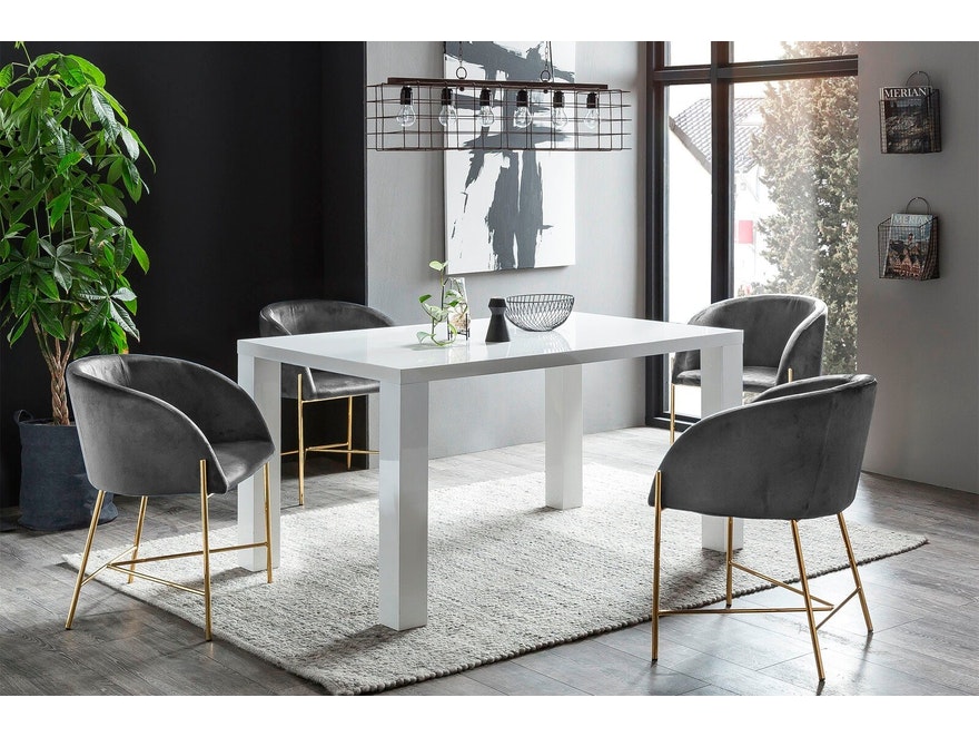 SalesFever® Essgruppe Grau 180 x 90 cm weiß Luke 5tlg. Tisch & 4 Stühle Sjard 393512 - 1