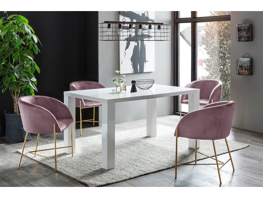 SalesFever® Essgruppe Rose 180 x 90 cm weiß Luke 5tlg. Tisch & 4 Stühle Sjard 393536 - 1