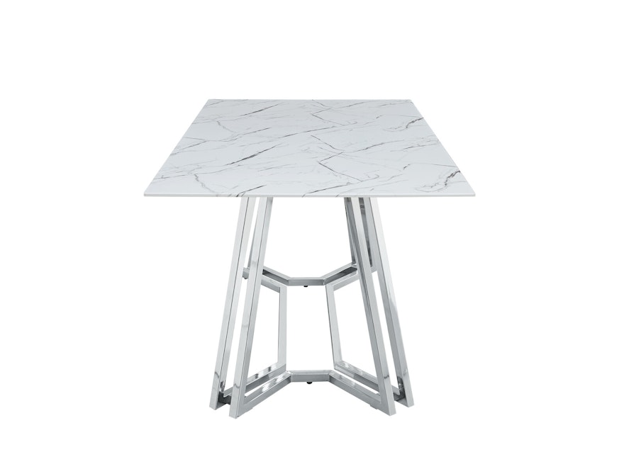 SalesFever® Esstisch Weiß & Chrom 160x90 cm Glaspatte in Marmoroptik NOBILE 395745 - 3