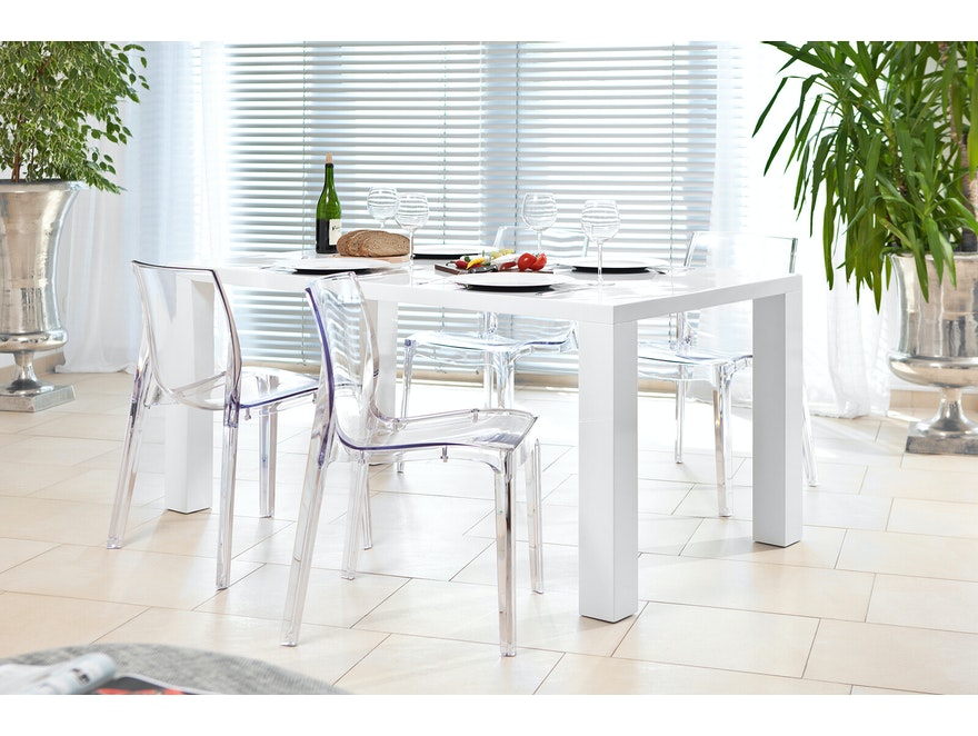 SalesFever® Essgruppe Weiß Transparent Luke  5 tlg. 180 x 90 cm 4 Design Stühle Sari 393451 - 1