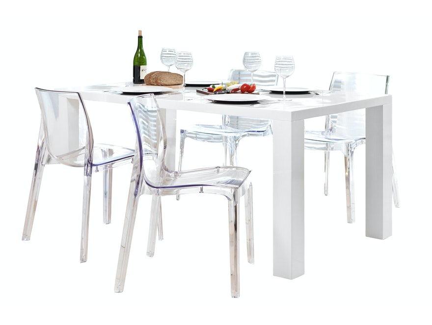 SalesFever® Essgruppe Weiß Transparent Luke  5 tlg. 180 x 90 cm 4 Design Stühle Sari 393451 - 2