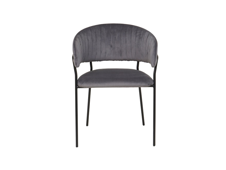 SalesFever® Stuhl Grau & Schwarz Samt mit Rückensteppung Gestell Metall Pearl 395479 - 2