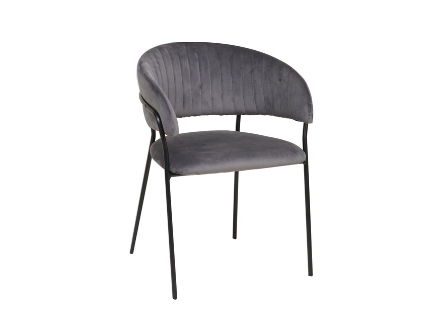 SalesFever® Stuhl Grau & Schwarz Samt mit Rückensteppung Gestell Metall Pearl 395479 - 1