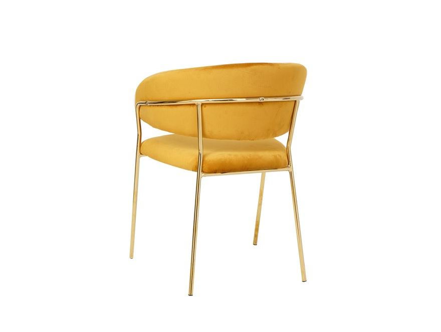 SalesFever® Stuhl Gelb & Gold Samt mit Rückensteppung Gestell Metall Pearl 395554 - 4