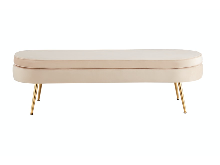 SalesFever® Sitzpouf Beige oval lang aus Samt, Beine Chrom goldfarben Arielle 397244 - 2