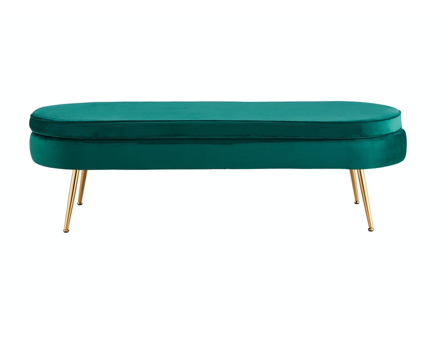 SalesFever® Sitzpouf Grün oval lang aus Samt, Beine Chrom goldfarben Arielle 397268 - 2