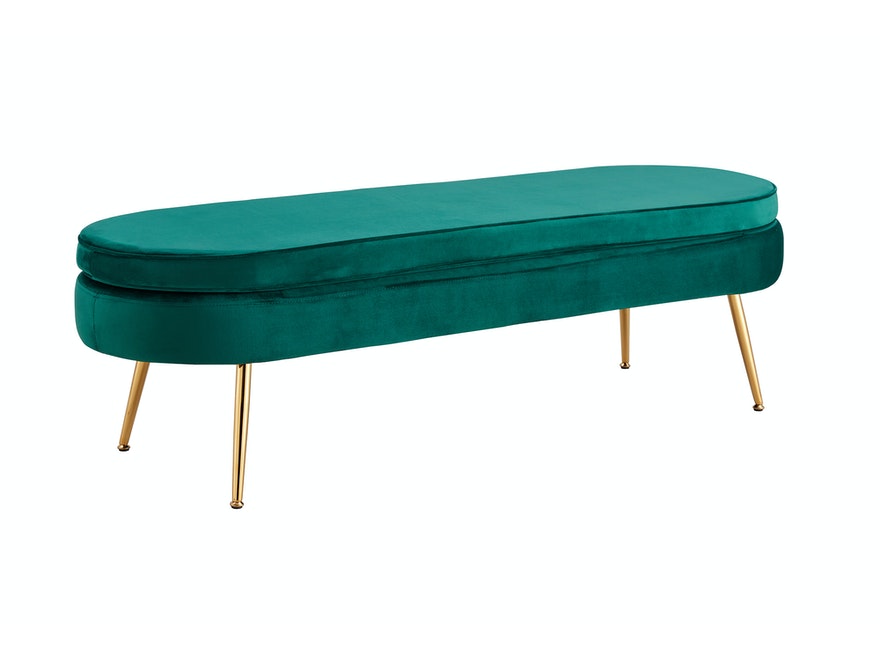 SalesFever® Sitzpouf Grün oval lang aus Samt, Beine Chrom goldfarben Arielle 397268 - 1
