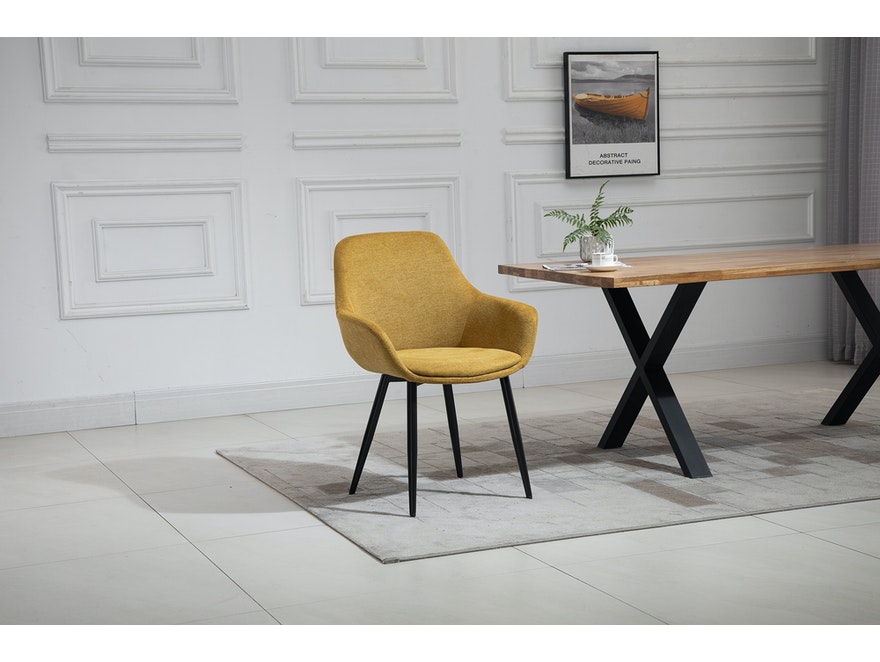 Armlehnstuhl Gelb 2er Set Strukturstoff Leo von SalesFever® | Stühle