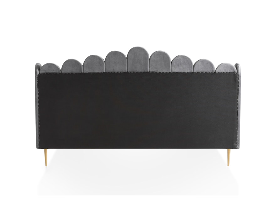 SalesFever® Muschelbett aus Samt Grau 180x200 cm Beine Chrom goldfarben ARIELLE 398739 - 4