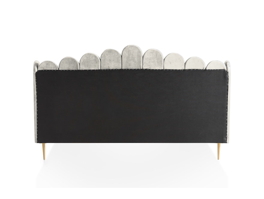SalesFever® Muschelbett aus Samt Beige 180x200 cm Beine Chrom goldfarben ARIELLE 398746 - 4