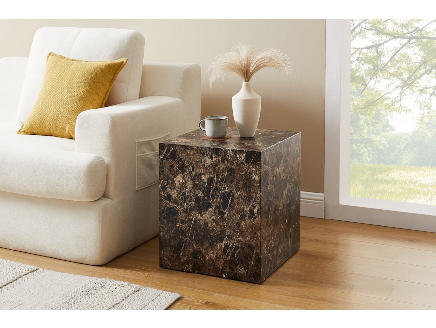 SalesFever® Beistelltisch 45x45 cm in Marmoroptik Braun DALLAS 367018 - 2
