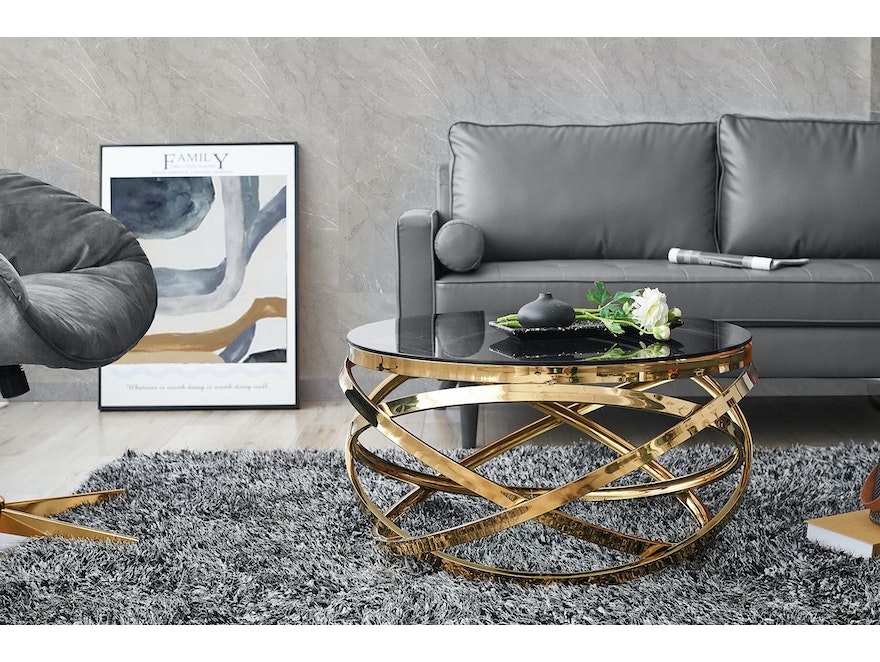 SalesFever® Couchtisch rund Gold/Grau Ø 80 cm Vela 371534 - 18