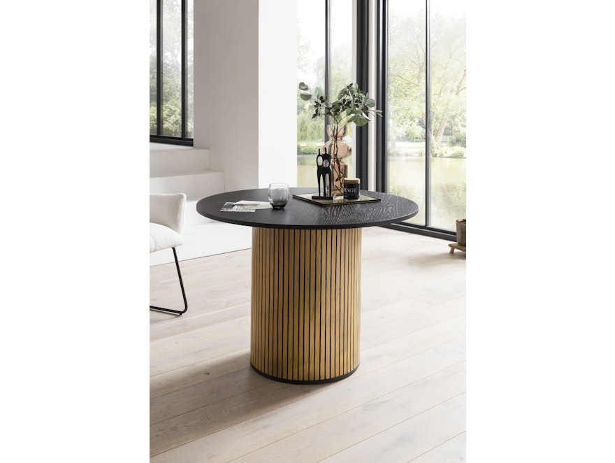 SalesFever® Esstisch Ø 100 cm mit geriffeltem Sockel aus Eichenfurnier Melvin 371749 - 3