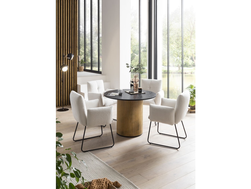 SalesFever® Esstisch Ø 120 cm mit geriffeltem Sockel aus Eichenfurnier Melvin 371756 - 2