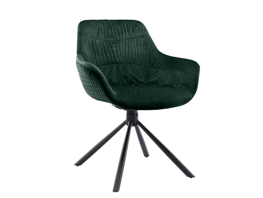 SalesFever® Armlehnstuhl 360° Drehfunktion mit Wabensteppung Samt Tannengrün Harvey 399187 - 1
