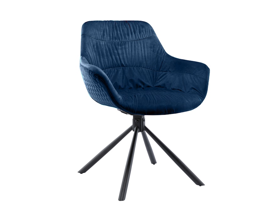 SalesFever® Armlehnstuhl 360° Drehfunktion mit Wabensteppung Samt Blau Harvey 399217 - 1