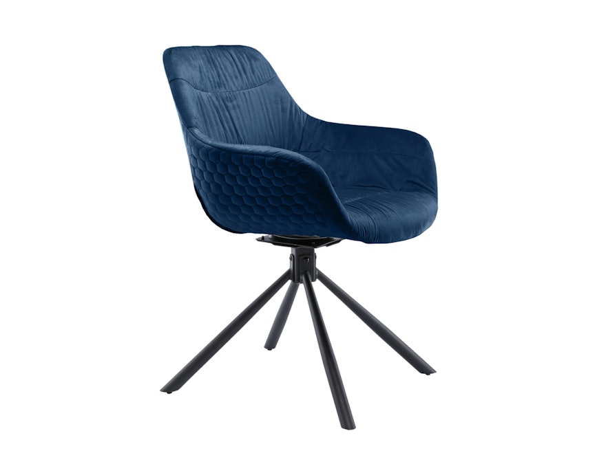 SalesFever® Armlehnstuhl 360° Drehfunktion mit Wabensteppung Samt Blau Harvey 399217 - 3
