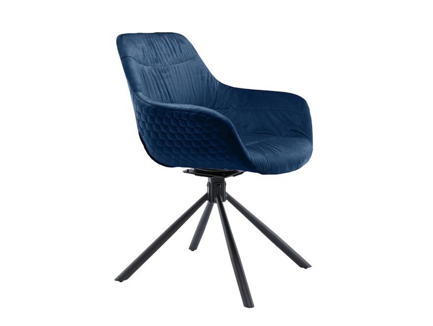SalesFever® Armlehnstuhl mit Wabensteppung Samt Blau Harvey 399217 - 3
