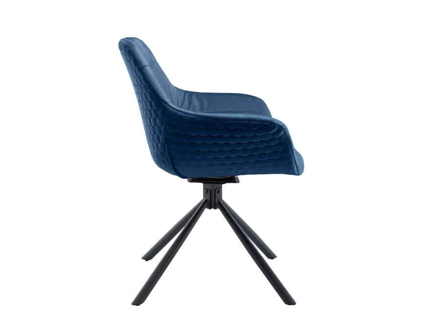 SalesFever® Armlehnstuhl 360° Drehfunktion mit Wabensteppung Samt Blau Harvey 399217 - 4