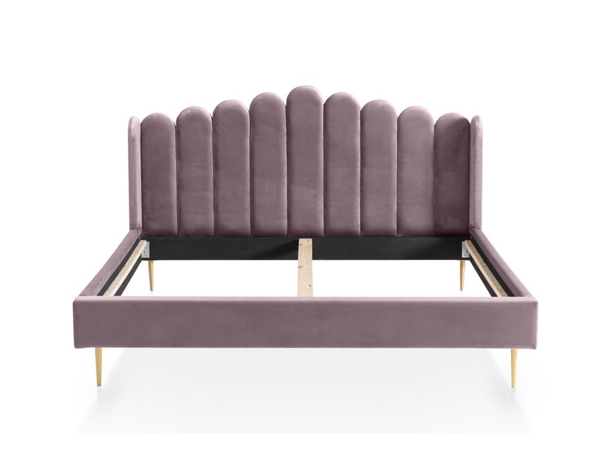SalesFever® Muschelbett aus Samt Rose 140x200 cm Beine Chrom goldfarben ARIELLE 398722 - 1