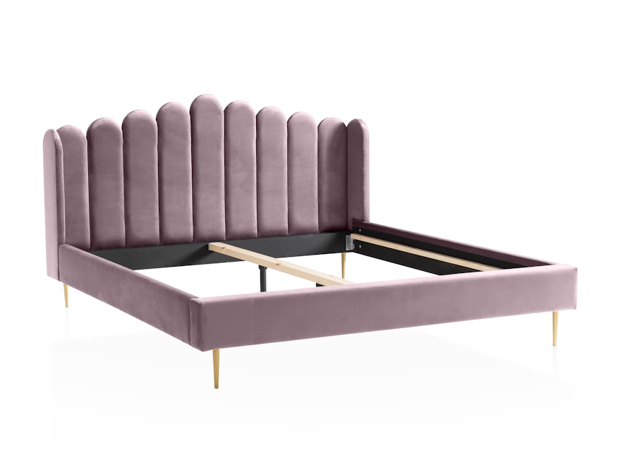 SalesFever® Muschelbett aus Samt Rose 140x200 cm Beine Chrom goldfarben ARIELLE 398722 - 2