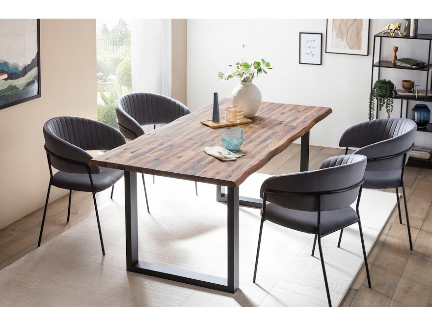 SalesFever® Esstisch 140x80 cm Akazie Tischgestell in U-Form schwarz WILSON 399019 - 3