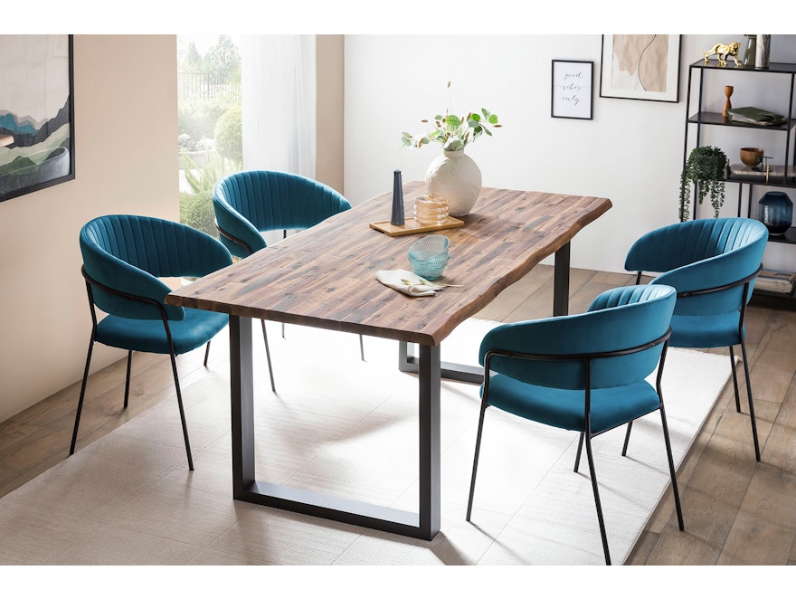 SalesFever® Esstisch 140x80 cm Akazie Tischgestell in U-Form schwarz WILSON 399019 - 4