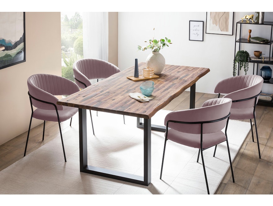 SalesFever® Esstisch 140x80 cm Akazie Tischgestell in U-Form schwarz WILSON 399019 - 5