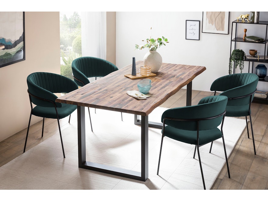 SalesFever® Esstisch 140x80 cm Akazie Tischgestell in U-Form schwarz WILSON 399019 - 7