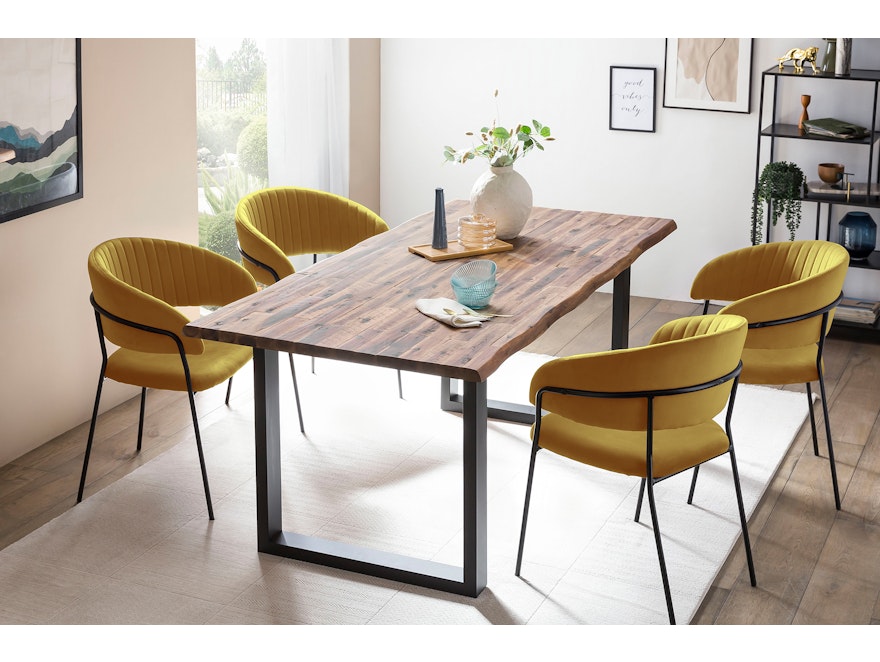 SalesFever® Esstisch 140x80 cm Akazie Tischgestell in U-Form schwarz WILSON 399019 - 9