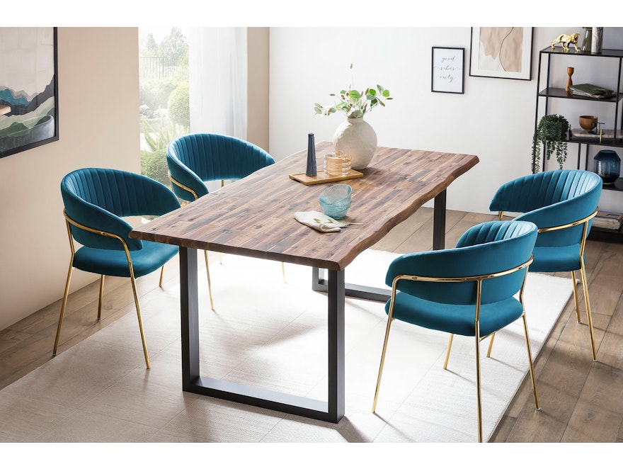 SalesFever® Esstisch 140x80 cm Akazie Tischgestell in U-Form schwarz WILSON 399019 - 10