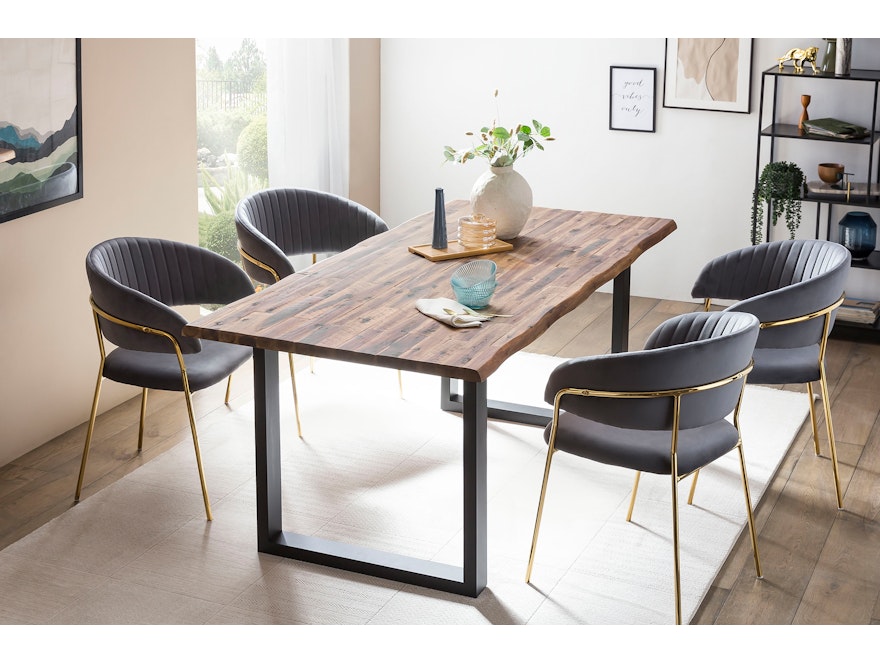 SalesFever® Esstisch 140x80 cm Akazie Tischgestell in U-Form schwarz WILSON 399019 - 11