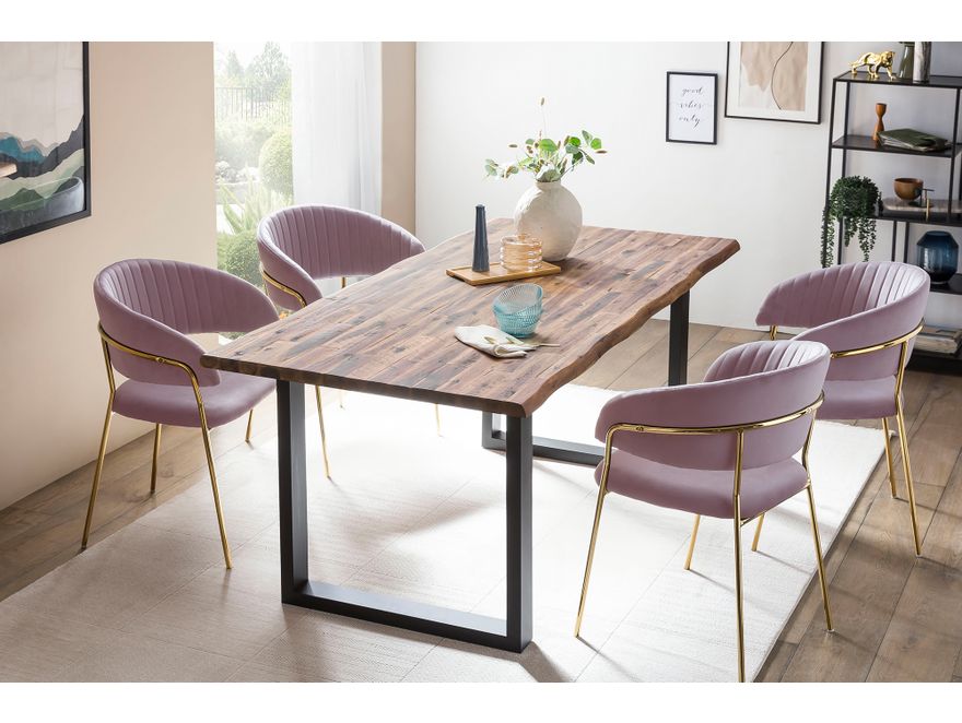 SalesFever® Esstisch 140x80 cm Akazie Tischgestell in U-Form schwarz WILSON 399019 - 12