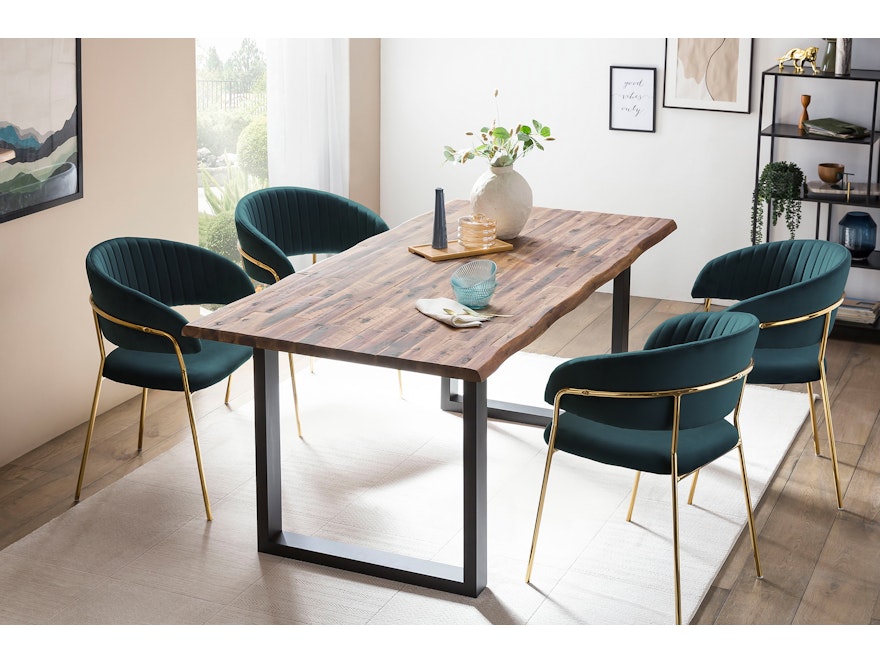 SalesFever® Esstisch 140x80 cm Akazie Tischgestell in U-Form schwarz WILSON 399019 - 13