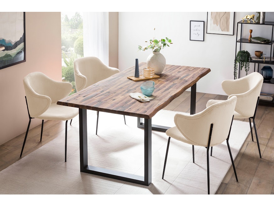 SalesFever® Esstisch 140x80 cm Akazie Tischgestell in U-Form schwarz WILSON 399019 - 14
