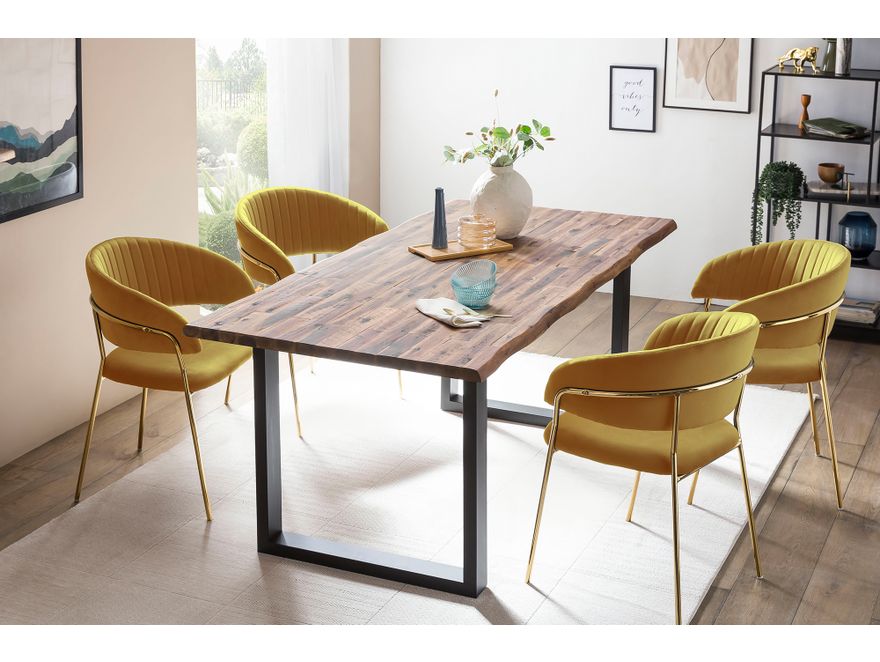SalesFever® Esstisch 140x80 cm Akazie Tischgestell in U-Form schwarz WILSON 399019 - 15
