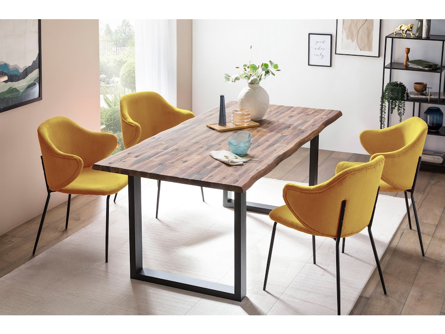 SalesFever® Esstisch 140x80 cm Akazie Tischgestell in U-Form schwarz WILSON 399019 - 16